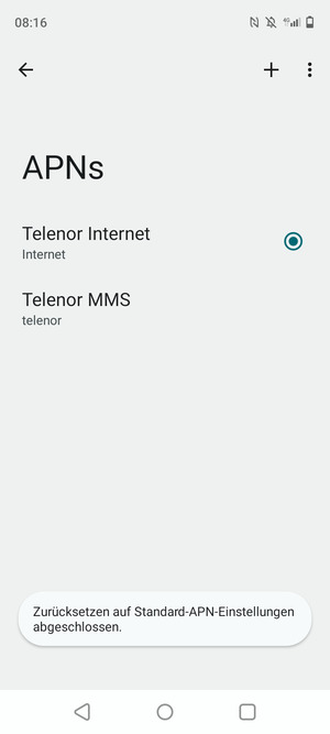 Ihr Handy wird auf Standard-Einstellungen für Internet und MMS zurückgestellt