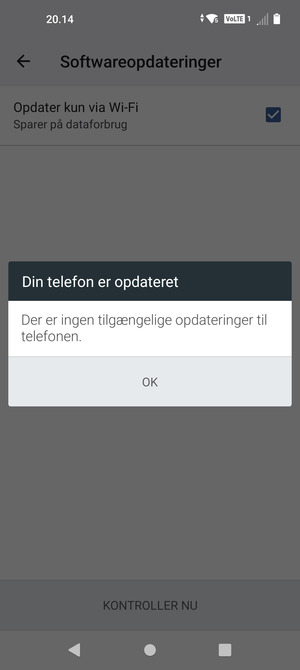 Hvis din telefon er opdateret, vælg OK