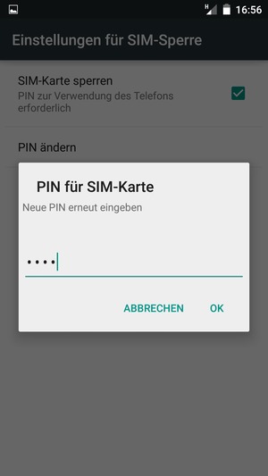 Bestätigen Sie Ihre neue PIN für SIM-Karte und wählen Sie OK