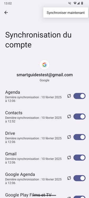 Sélectionnez Synchroniser maintenant