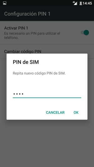 Confirme su nuevo código PIN de SIM y seleccione OK