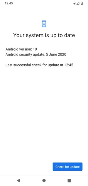 If your phone is up to date, you will see the following screen