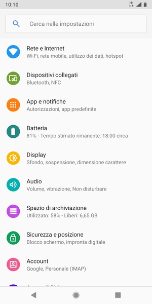 Seleziona Rete e Internet