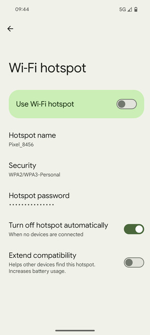 Select Hotspot password
