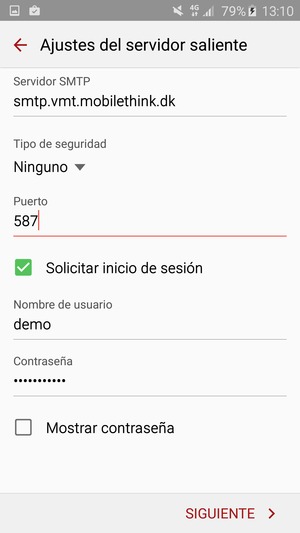 Introduzca la dirección de servidor saliente