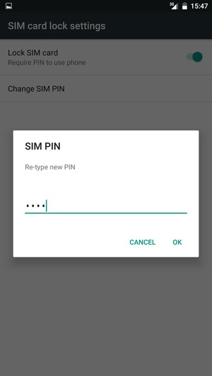 Confirm your new SIM PIN and select OK