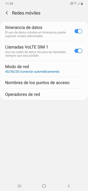 Activar o desactivar Itinerancia de datos
