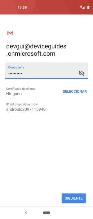 Introduzca su contraseña y seleccione SIGUIENTE