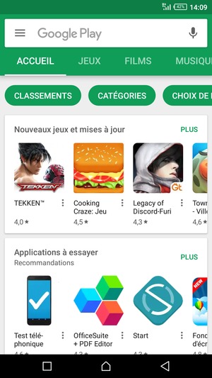 Sélectionnez la barre de Recherche