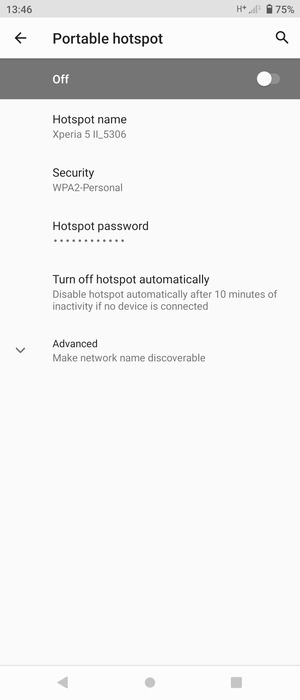 Select Hotspot password