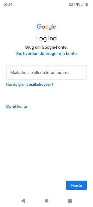Indtast din Gmail adresse og vælg Næste