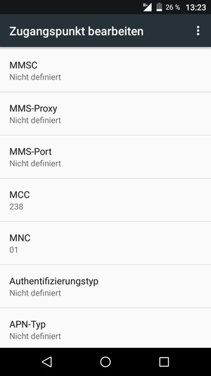 Scrollen Sie nach unten und geben Sie MMS-Informationen ein