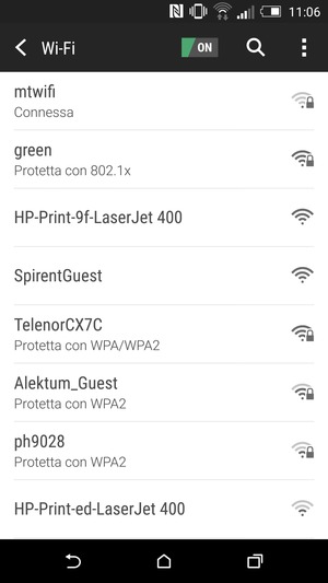 Ora sei connesso alla rete Wi-Fi