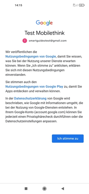 Wählen Sie Ich stimme zu