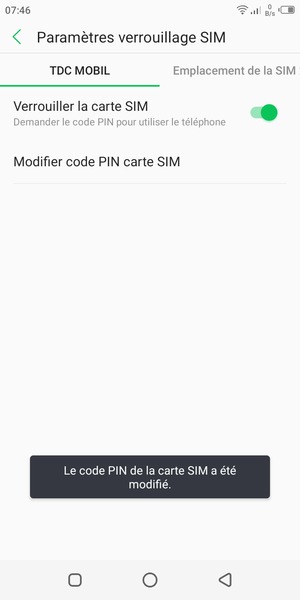 Votre Code PIN a été modifié
