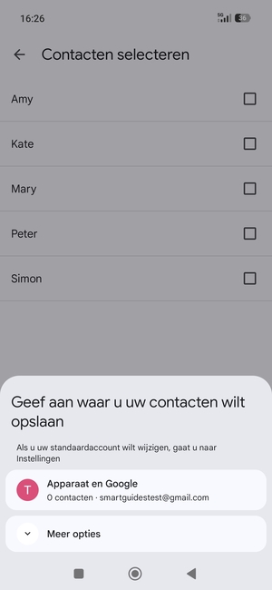 Selecteer Apparaat en Google