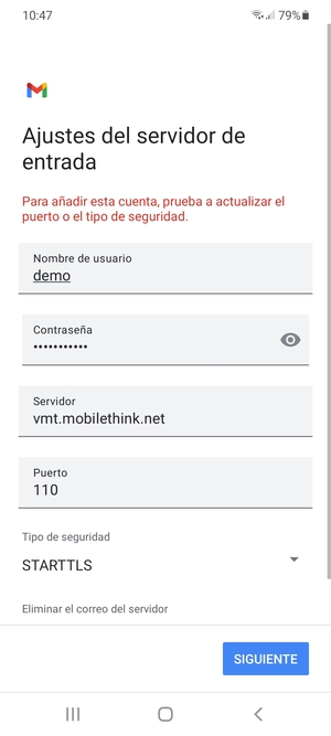 Seleccione Tipo de seguridad