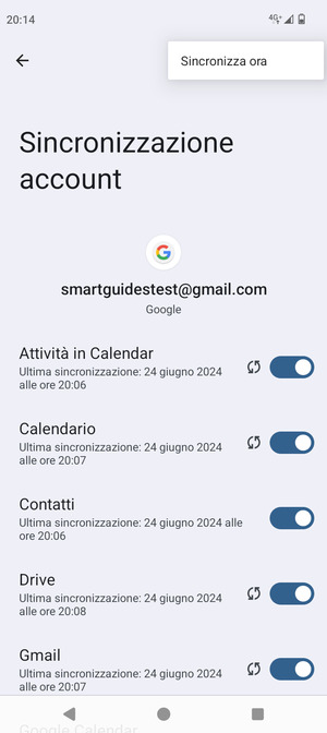 Seleziona Sincronizza ora