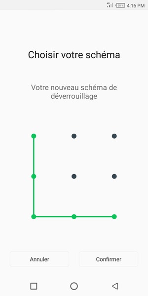 Dessinez de nouveau le schéma de déverrouillage et sélectionnez Confirmer