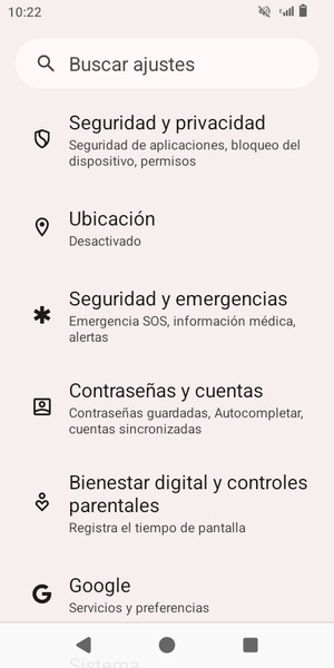 Desplácese y seleccione Seguridad y privacidad