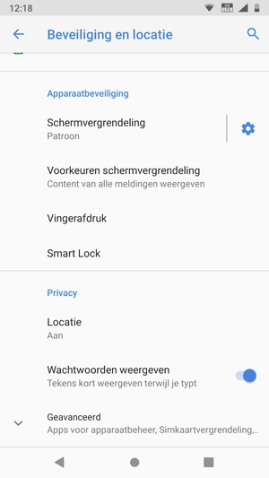 Scroll naar en selecteer Geavanceerd