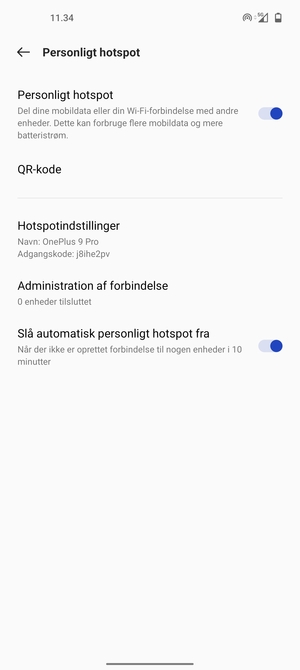 Din telefon er nu sat op til brug som modem