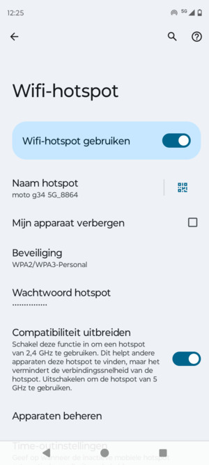 Uw telefoon is nu geïnstalleerd voor gebruik als modem