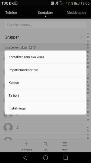 Välj Importera/exportera