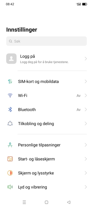 Velg SIM-kort og mobildata