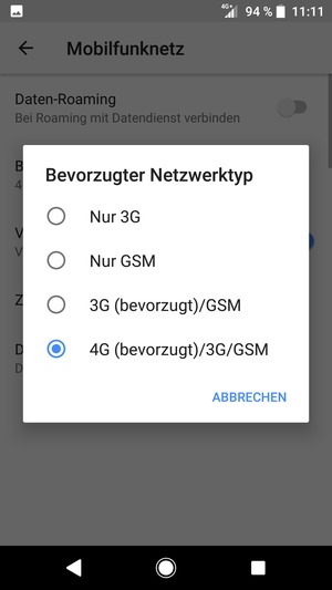 Wählen Sie die gewünschte Option