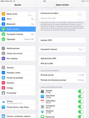 Para cambiar el PIN de la tarjeta SIM, seleccione Datos móviles y PIN de la SIM