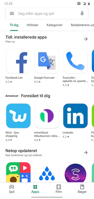 Vælg søgefeltet