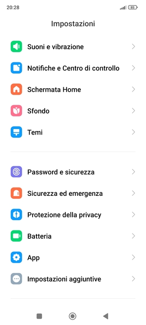 Scorri e seleziona Password e sicurezza