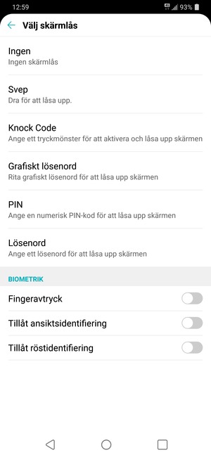 Välj Grafiskt lösenord