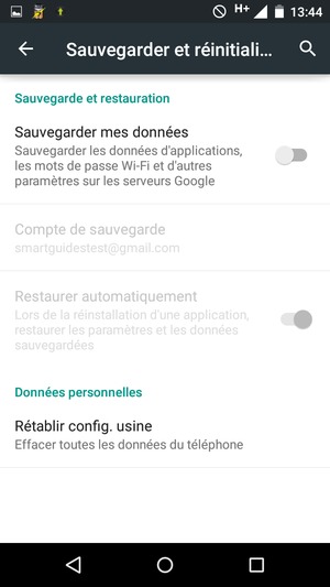 Activer le Sauvegarder mes données