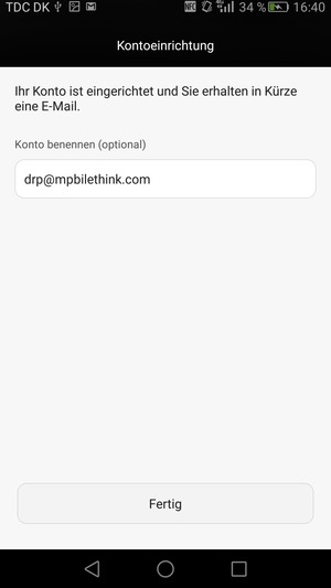 Geben Sie Ihrem Konto einen Namen und wählen Sie Fertig