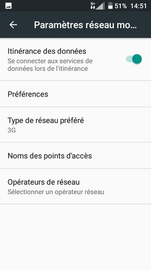 Activer ou désactiver Itinérance des données