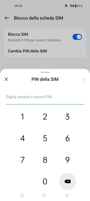Conferma il nuovo PIN della SIM e seleziona OK