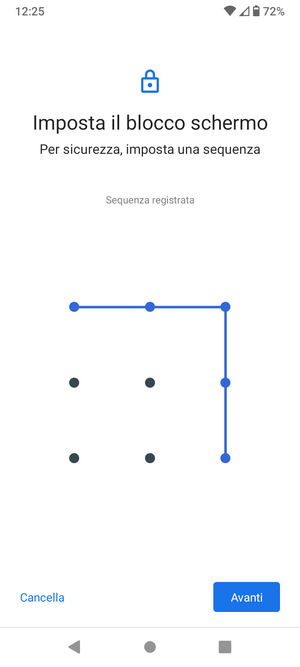 Disegna una sequenza di sblocco e seleziona Avanti