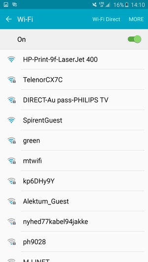 Select the wireless network you want to connect to