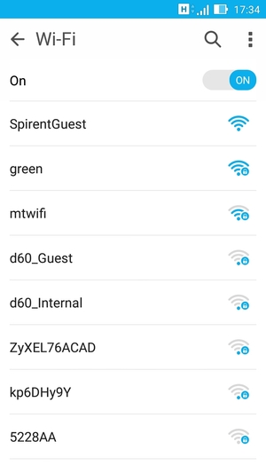 Select the wireless network you want to connect to