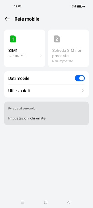 Seleziona SIM1 o SIM2
