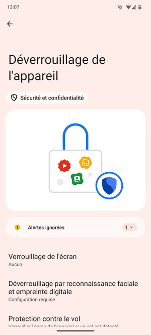 Sélectionnez Verrouillage de l'écran