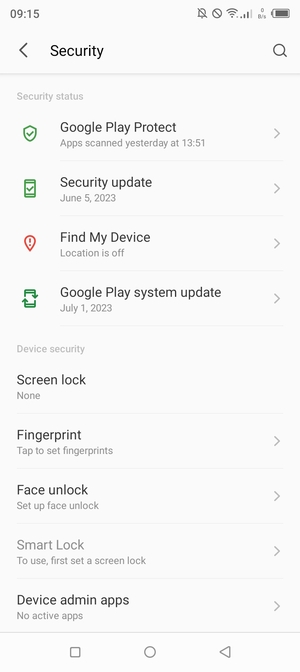 Select Screen lock