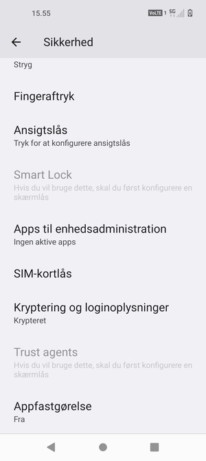Scroll til og vælg SIM-kortlås