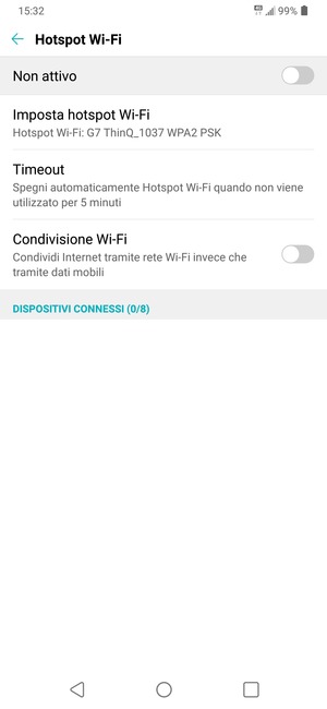 Seleziona Imposta hotspot Wi-Fi