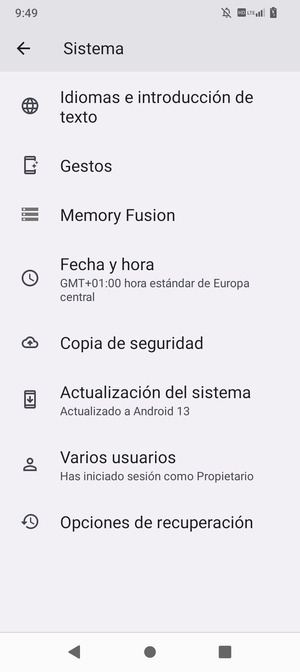 Seleccione Actualización del sistema