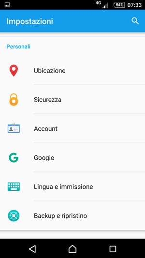Scorri e seleziona Sicurezza