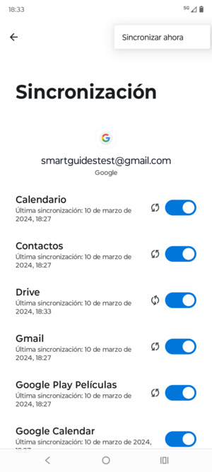 Seleccione Sincronizar ahora