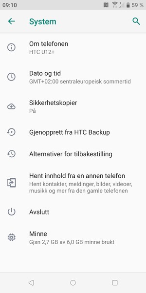 Velg Om telefonen